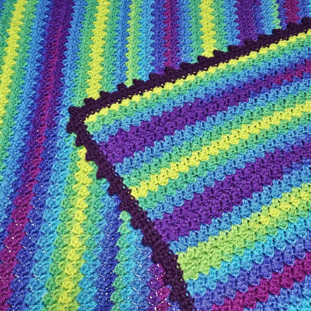 *New* Crochet afghan baby throw striped blanket  app. 35